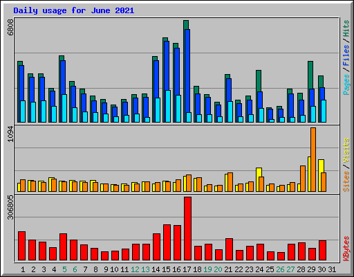 Daily usage for June 2021