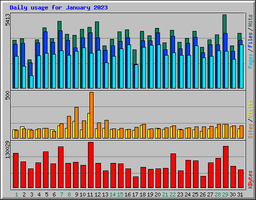 Daily usage for January 2023